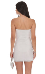 Rhinestone Strapless Bodycon Dress in White
