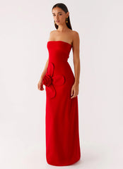 Hilton Strapless Maxi Dress - Red
