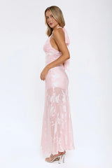 Pretty Upgrade Halter Maxi Dress Pink