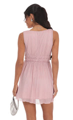 Crinkle Shimmer A-line Dress in Pink