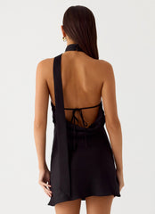 Keena Scarf Mini Dress - Black