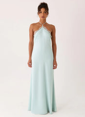 Samaria Halter Maxi Dress - Aqua