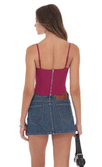 Pointed Corset Top in Magenta