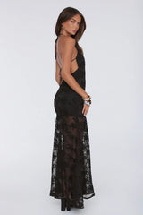 Enchanted Aura Halter Maxi Dress Black