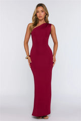 Dreamstate Dressing One Shoulder Maxi Dress Burgundy