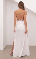 Multicolor Sequin Maxi Dress in White