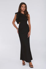 Nightfall Couture One Shoulder Maxi Dress Black