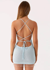 Saltwater Mist Mini Dress - Blue