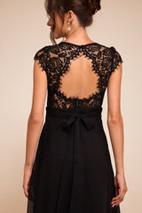 Momentous Moments Black Lace Backless Maxi Dress