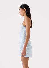 Della Lace Strapless Mini Dress - Blue
