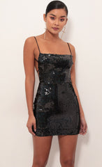 Strappy Dress in Disco Black-Silver
