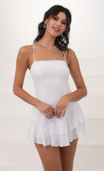 Asymmetrical Frill Dress in White
