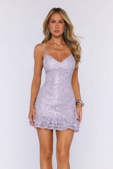 After Dark Dressing Lace Mini Dress Lilac