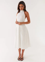 Calla Halter Midi Dress - White