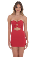 Double Twist Cutout Dress in Red