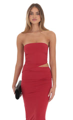 Strapless Cutout Maxi Dress in Red