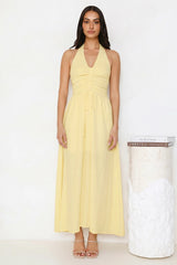 Keep It Light Halter Maxi Dress Yellow
