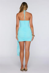 After Dark Pretty Halter Mini Dress Blue