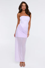 Tropic Sunset Strapless Maxi Dress Lilac