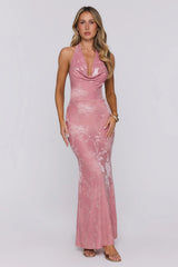 Star Energy Halter Maxi Dress Rose