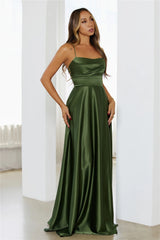 Soft Dressing Satin Maxi Dress Green