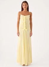 Marcia Flower Maxi Dress - Yellow