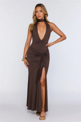 Pretty In Motion Halter Maxi Chocolate