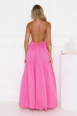 Style Unlocked Bubble Hem Maxi Dress Pink