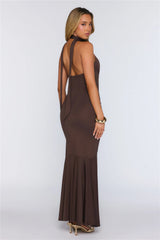 Pretty In Motion Halter Maxi Chocolate