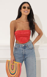 Corset Crop Top in Red