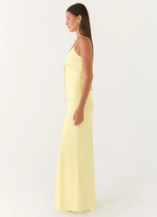 Flora Satin Maxi Dress - Lemon