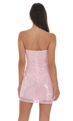 Strapless Sequin Bow Dress in Pink