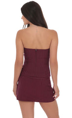 Striped Mini Skort in Burgundy