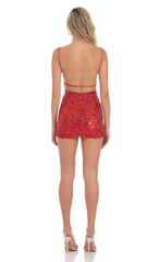 Sequin Dress in Valentine Red