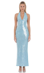 Auralyn Sequin Maxi Dress in Blue