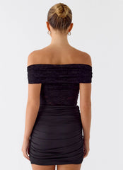 Either Way Off Shoulder Mini Dress - Black