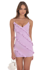 Ruffle Mini Dress in Lilac