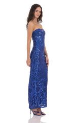 Sequin Pattern Maxi Dress in Royal Blue