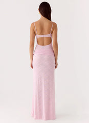 Natty Lace Mesh Maxi Dress - Petal Pink