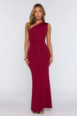 Dreamstate Dressing One Shoulder Maxi Dress Burgundy