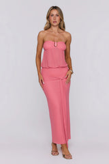Self Made Aura Strapless Mesh Maxi Dress Pink
