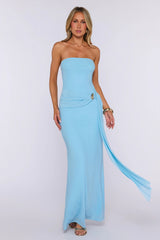 Day To Night Luxe Strapless Maxi Dress Blue