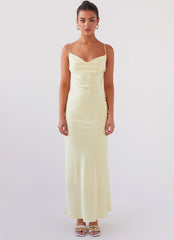 Joanna Satin Maxi Dress - Lemon