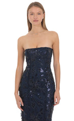Masha Sequin Maxi Dress in Navy