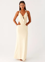 Torina Halter Maxi Dress - Lemon