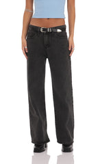 Straight Leg Jeans in Black Denim