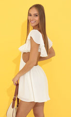 Cutout Ruffle Dress in White