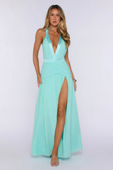 Radiance Meets Style Halter Maxi Dress Mint