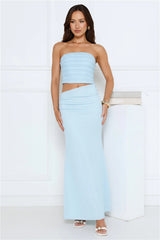 Babe Glow Strapless Maxi Dress Blue