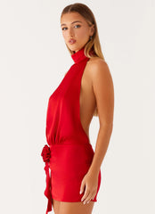 Birdie Halterneck Mini Dress - Red